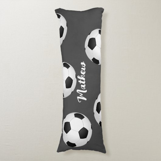 Fußball fügt einen beliebigen Namen oder Text grau Seitenschläferkissen (Vorderseite Vertikal)