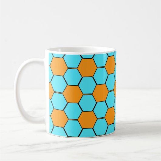 Fußball / Fußball-Ball Textur - Orange & Blau Kaffeetasse (Links)