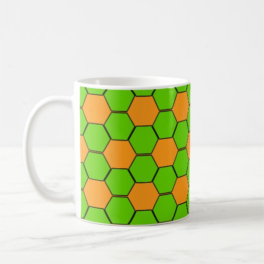 Fußball / Fußball-Ball Textur - Orange & Green Kaffeetasse (Links)