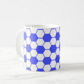 Fußball / Fußball-Ball Textur - weiß und blau Kaffeetasse (Vorderseite Links)
