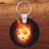 Fußball, Fußball, Ball unter Feuer Schlüsselanhänger (Vorderseite)