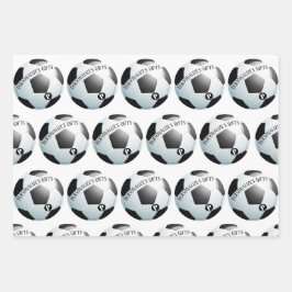 Fußball-Fußball-Benutzerdefinierter Monogrammname Geschenkpapier Set
