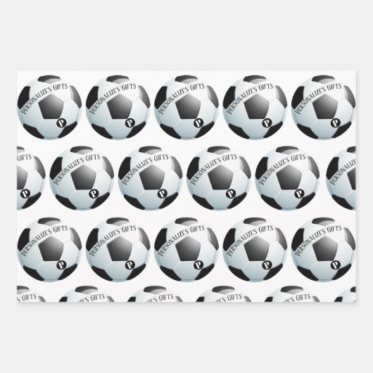 Fußball-Fußball-Benutzerdefinierter Monogrammname Geschenkpapier Set (Vorderseite)