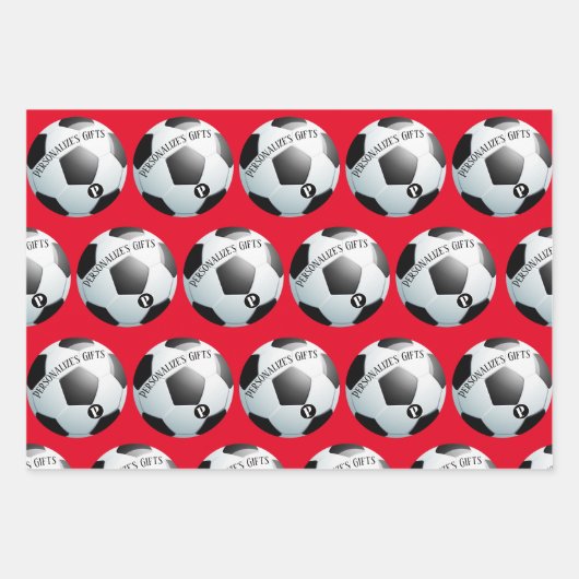 Fußball-Fußball-Benutzerdefiniertes Monogramm Name Geschenkpapier Set (Vorderseite 2)