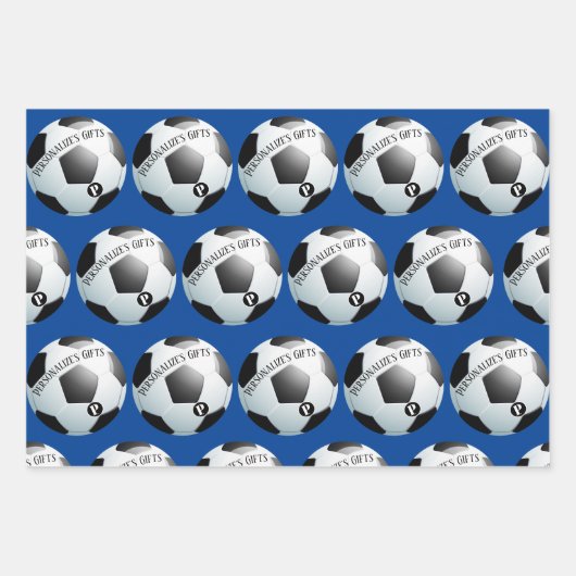Fußball-Fußball-Benutzerdefiniertes Monogramm Name Geschenkpapier Set (Vorderseite 3)