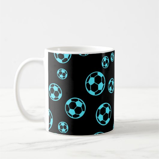 Fußball-/Fußball-Farbbälle in blauem Muster Kaffeetasse (Links)