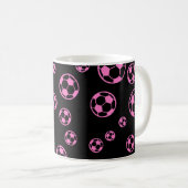 Fußball-/Fußball-Farbbälle in rosa Mustern Kaffeetasse (VorderseiteRechts)