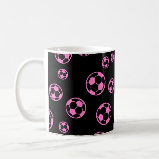 Fußball-/Fußball-Farbbälle in rosa Mustern Kaffeetasse (Links)