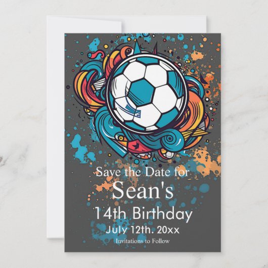 Fußball, Fußball, Futbol Birthday Save The Date (Vorderseite)