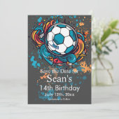 Fußball, Fußball, Futbol Birthday Save The Date (Stehend Vorderseite)