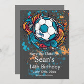 Fußball, Fußball, Futbol Birthday Save The Date (Vorne/Hinten)