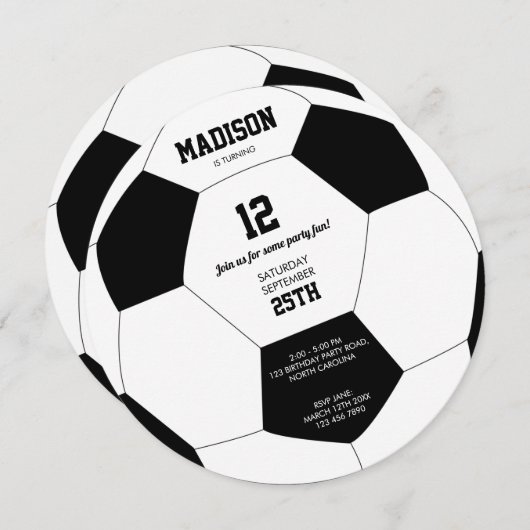 Fußball-Fußball Geburtstagsparty Einladung (Vorne/Hinten)