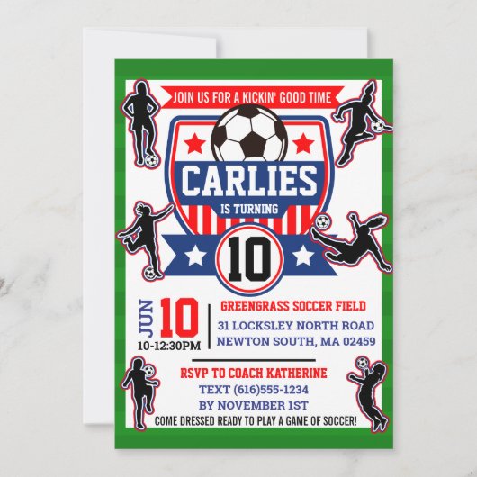Fußball-Fußball-Girls Geburtstagsparty Einladung (Vorderseite)