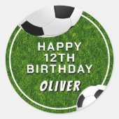 Fußball-Fußball-Grass-Kindergeburtstag Runder Aufkleber (Vorderseite)