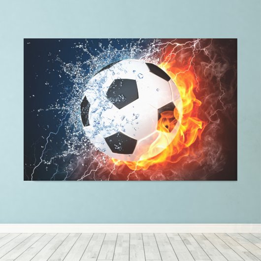 Fußball-/Fußball-Kugelkopf-Kissen Leinwanddruck (Insitu (Holzboden))