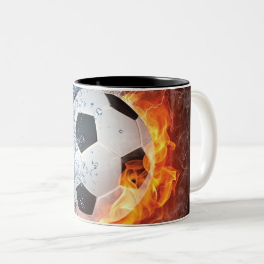 Fußball-/Fußball-Kugelkopf-Kissen Zweifarbige Tasse (VorderseiteRechts)