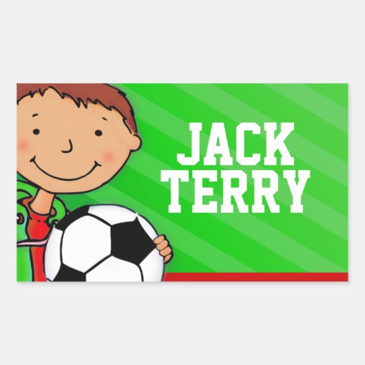 Fußball-Fußball-Name Grün-ID-Aufkleber Rechteckiger Aufkleber (Vorderseite)
