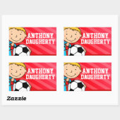 Fußball-Fußball-Name Rote ID-Aufkleber Rechteckiger Aufkleber (Blatt)