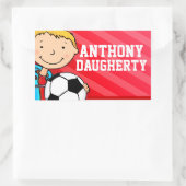 Fußball-Fußball-Name Rote ID-Aufkleber Rechteckiger Aufkleber (Tasche)