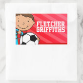 Fußball-Fußball-Name Rote ID-Aufkleber Rechteckiger Aufkleber (Tasche)