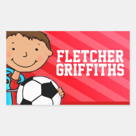 Fußball-Fußball-Name Rote ID-Aufkleber Rechteckiger Aufkleber