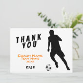Fußball / Fußball Orange Vielen Dank Coach Card Dankeskarte (Stehend Vorderseite)