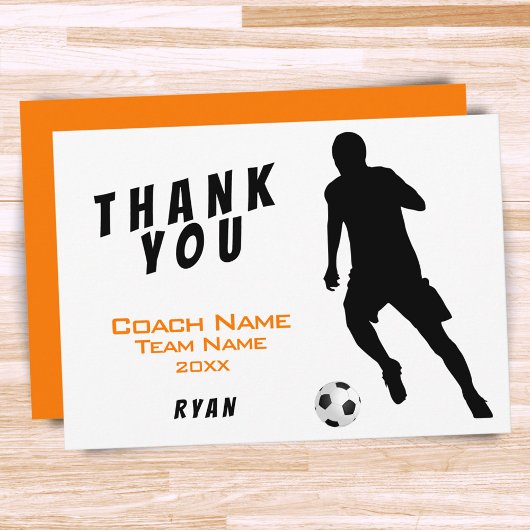 Fußball / Fußball Orange Vielen Dank Coach Card Dankeskarte