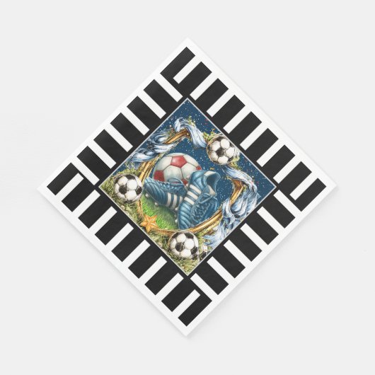 Fußball - Fußball Rahmen Serviette (Ecke)