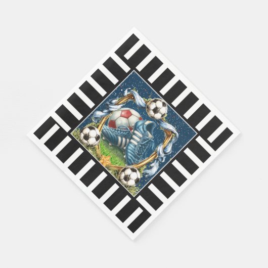 Fußball - Fußball Rahmen Serviette (Ecke)