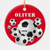 Fußball-Fußball Rote Sport Kinder Keramik Ornament (Hinten)