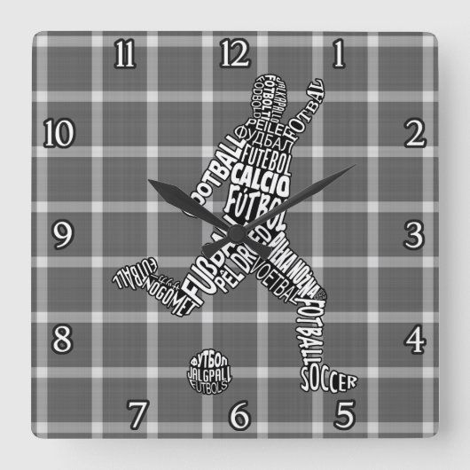 Fußball-Fußball-Sprachuhr Quadratische Wanduhr (Vorderseite)