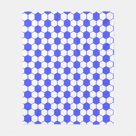 Fußball / Fußball Textur - Weiß und Blau Fleecedecke (Vorderseite)
