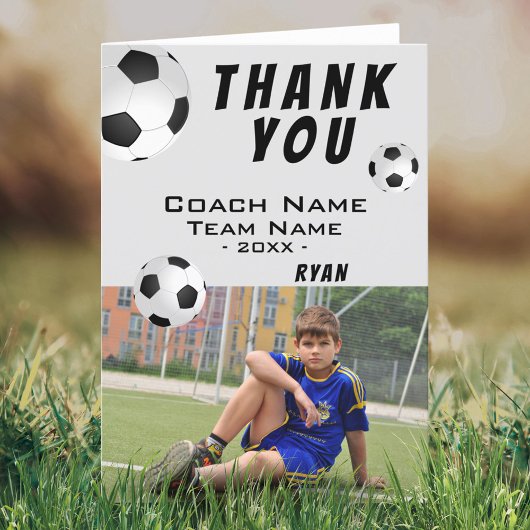 Fußball Fußball Vielen Dank Coach Foto-Karte Dankeskarte