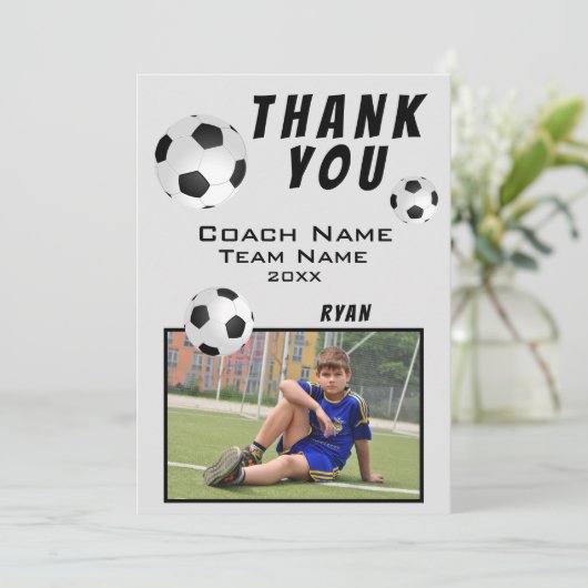 Fußball / Fußball Vielen Dank Coach Fotokarte Dankeskarte (Stehend Vorderseite)