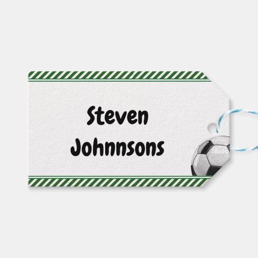 Fußball-Fußballspiel Kindergeburtstag Geschenkanhänger (Vorderseite (Horizontal))