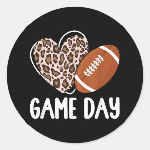 Fußball Game Day Womens Leopard Cheetah Game Day Runder Aufkleber