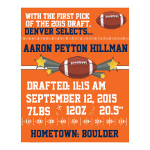 Fußball-Geburtsankündigung - Orange & Blue