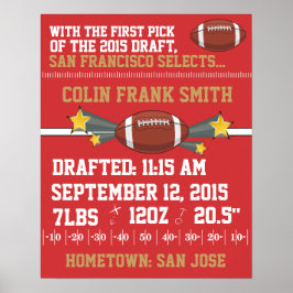 Fußball-Geburtsankündigung - Red & Gold Poster