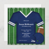 Fußball Geburtstag (blau) Einladung (Vorne/Hinten)