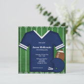 Fußball Geburtstag (blau) Einladung (Stehend Vorderseite)