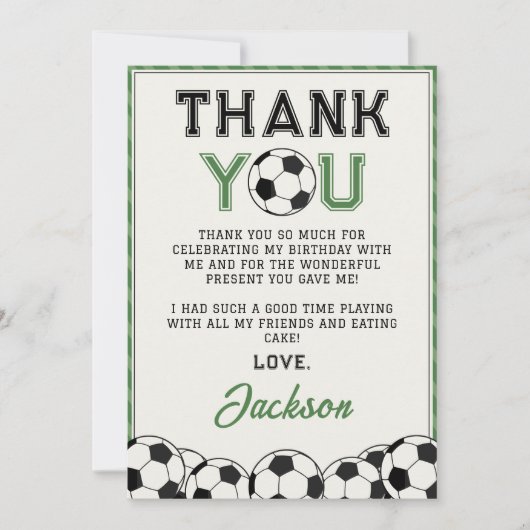 Fußball Geburtstag Danke Karte (Vorderseite)