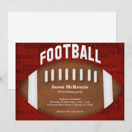 Fußball Geburtstag Einladung (Vorne/Hinten)