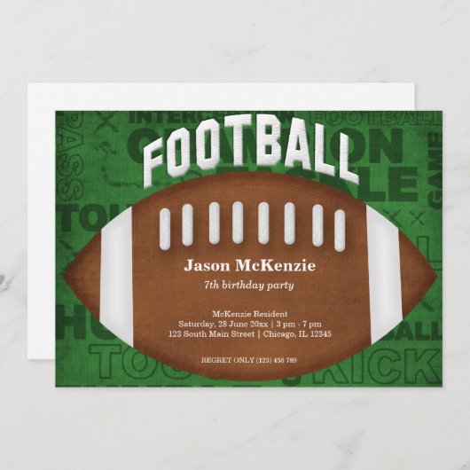 Fußball Geburtstag Einladung (Vorne/Hinten)