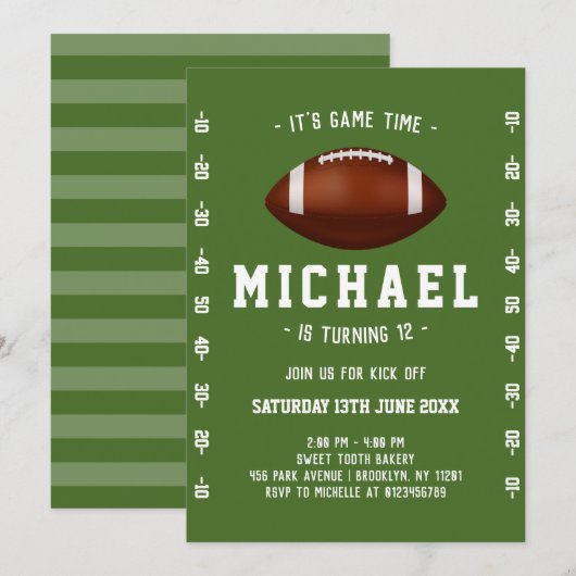 Fußball Geburtstag Einladung (Vorne/Hinten)