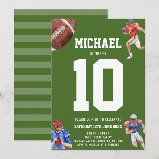 Fußball Geburtstag Einladung (Vorne/Hinten)