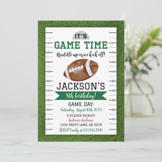 Fußball Geburtstag Einladung White (Stehend Vorderseite)