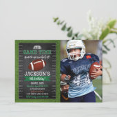 Fußball Geburtstag Foto Einladung Black (Stehend Vorderseite)