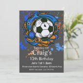 Fußball Geburtstag, Fußball Geburtstag, Futbol Einladung (Stehend Vorderseite)