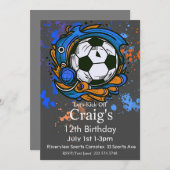 Fußball Geburtstag, Fußball Geburtstag, Futbol Einladung (Vorne/Hinten)