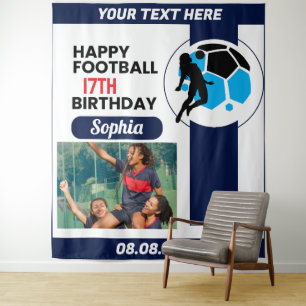 Fußball-Geburtstag, Fußball-Mädchen-Spieler Hinter Wandteppich